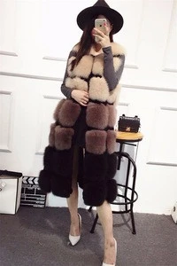 Chinese supplier Winter Women Sexy Large Natural Fox Fur Parka /ladies long coat design rabbit fur vest raccoon fur jackets