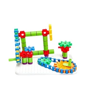 Colorful interlocking block kids toys plastic gear building blocks toys set