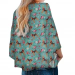 Comfortable Fabric Breathable Women Blouse Shirts Elegant Women Tie Up Front Shirts Customized Puppy Pattern Tops