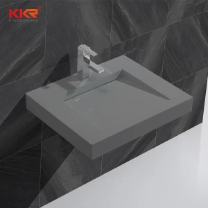 Commercial Custom Trough Cabinet Sink Wall Hung Bathroom Polished Stone Basin Trough Sink