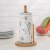 Import competitive price custom natural bamboo wooden free standing roll holder stand kitchen towel roll paper holder for kitchen from China