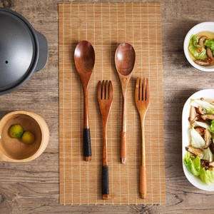 Creative Handmade Natural Nanmu Wood   Spoon  Fork Flatware Set