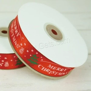 custom cute tree gloves Santa Claus pattern gift grosgrain satin Christmas ribbon