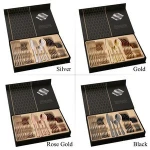 Custom Laser Knife Spoon Fork Set Gold Cutlery 24PCS Stainless Steel Flatware sets Gift Cutery Set