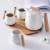 Import Custom Logo Nordic Designer Wood Handle Coffee Ceramic Tea Cup Set Wooden Handle Coffee Cups Pots Set with Gift Box Gift from China