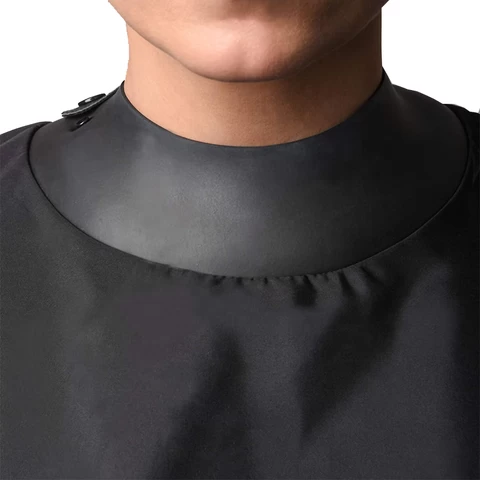 Custom Logo Waterproof Barber Beauty Hair Cutting Cape Salon Snaps Neoprene Silicone Neck Black Hairdressing Capes