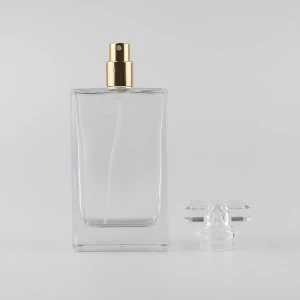 Custom Made Empty Rectangle Clear Perfume Bottle 100ml Refill Travel Glass Perfume Atomizer Spray Bottle with Pump Cap
