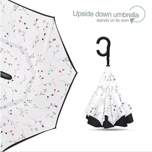 Custom printed logo automatic opening reverse inverted upside down rain umbrella