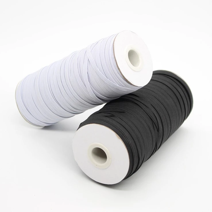 Custom Size 3mm 5mm 7mm 9mm Polyester Black And White Elastic Band Tape Webbing For Garment
