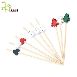 Custom Size Christmas Decorations Bamboo Skewer Fruit Pick Stick For BBQ