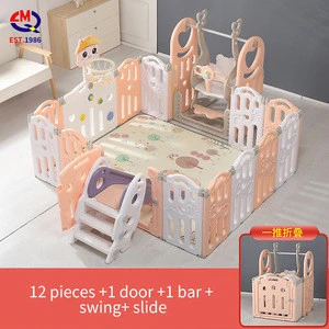 Custom size play fence large plastic kids folding square indoor play yard fence baby playpen
