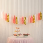 Custom Tassel Garland Tissue  Paper  Banner  for Wedding Birthday Celebration Party Decoration in Good Material
