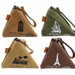 Custom Unisex Canvas Small Wallet Mini Triangle Wallet Coin Purses