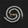 Customized Pearl And Gold Link Chains Name Plate Arabic Alphabet Necklace