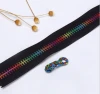 Customized rainbow metal nylon zipper colorful fashion design for bag garment