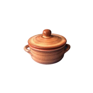 CYLINDRICAL MINI CASSEROLE 8X5 CM WITH LID HANDMADE IN ITALY EARTHENWARE CERAMIC 140