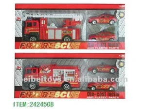 Diecast Metal Fire Engine Toy w/Light, Battery