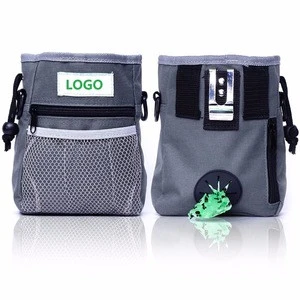 Dog Treat Pouch and Training Bag for Carrying Treats and Pet Toys with Poop Bag Dispenser, Reflective Shoulder Strap and Zippere
