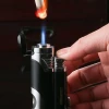 Double jet flame lighter with cigar punch cigar lighter big gas window