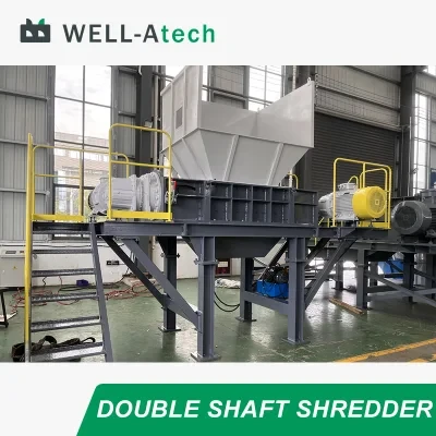 Double Shaft Tire Shredder for Domestic Waste Wood Pallet Iron Drum Recycling