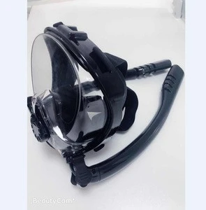 Dry Snorkel Swim Mask with Underwater Camera Mount 180 Degree View Full Face Diving Mask