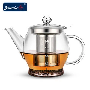 Eco-friendly new tea maker use on induction cooker borosilicate glass tea kettle with stainless steel infuser to loose leaf tea