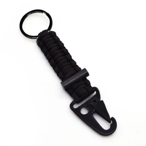 EDC Paracord Lanyard Keychains Survival Kit with Carabiner and Flint Firestarter