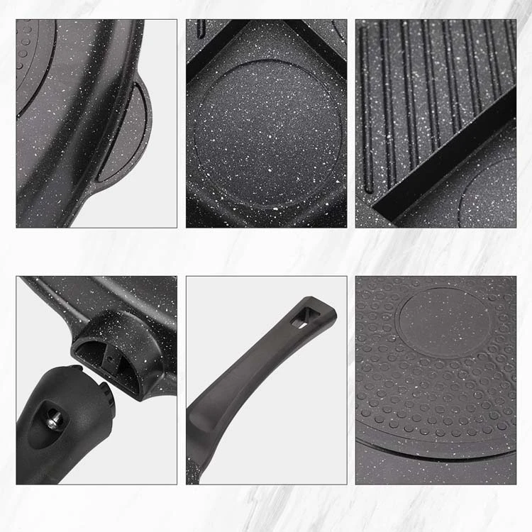 Ejoyway 3in1 non-stick induction 3 section divided quickly breakfast fry pan multifunction fry pan