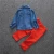 Import Europe boy soft jean suit kid shirt and pants from China