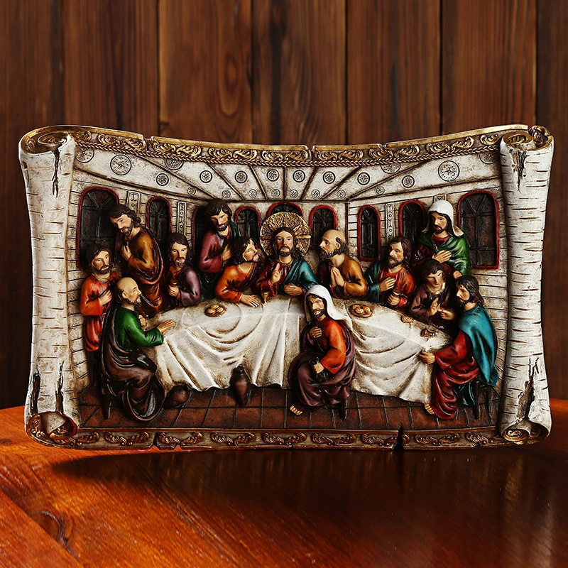 European The Last Supper 3D Stereoscopic Relief Resin Crafts Home Decoration Pieces Desktop Ornaments Custom Made