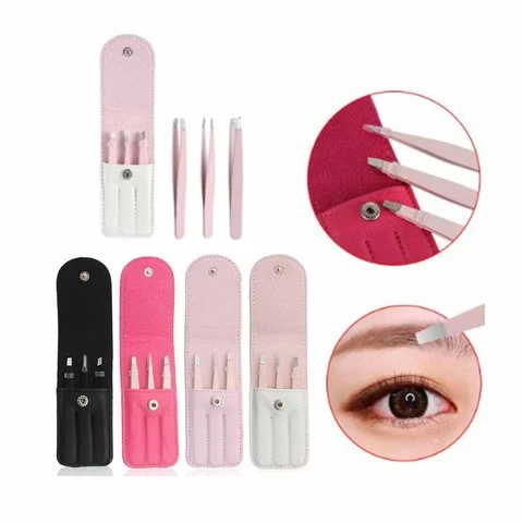 Wilofa 2-Pack Stainless Steel Flat Tip Scissors Tweezers – Eyebrow Makeup Hair Removal