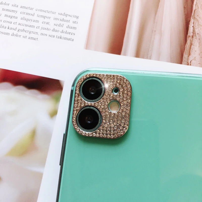 Factories cheap price luxury shiny camera lens phone screen protector diamonds film for iphone 11 12 pro max