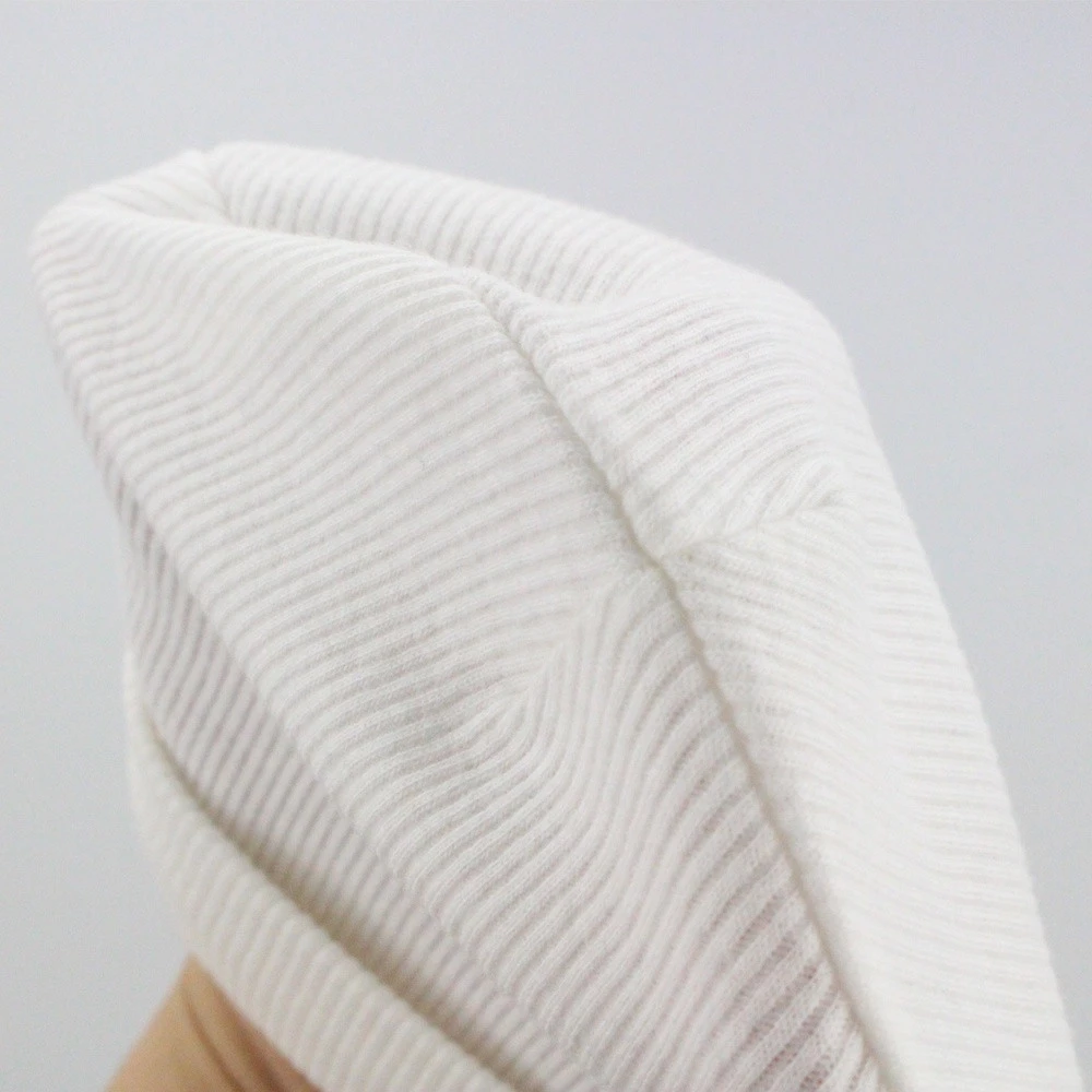 Factory custom Wholesale custom soft elastic plain white ribbed cotton newborn baby cap