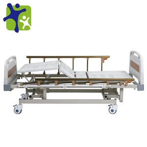 factory direct sale medical furniture equipments 3 crank manual hospital bed ,steel and ABS&amp;PP plastic materials