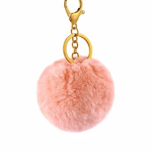 Factory price rabbit fur pom pom key chain fashion accessory ball ball with animal fur