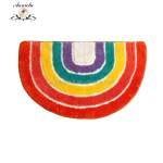Factory Supply Non-slip Rainbow Bath Carpet, Super Soft Comfortable Microfiber Fluffy Rug Bathmat Bathroom Bedroom Decoration