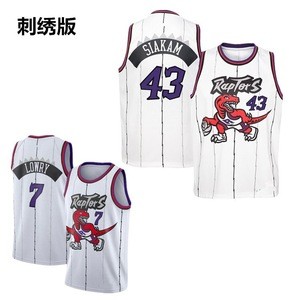 Factory wholesale custom cheap NB Raptors Dalong white embroidery version jersey Lowry basketball uniform