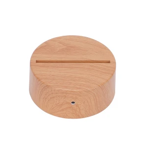 Fancy 7 Colors Touch Remote Control Wooden Grain ABS Plastic LED Acrylic Night Light Base With Plug