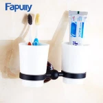 Fapully Bathroom Accessories Black Double Cup &Tumbler Holders