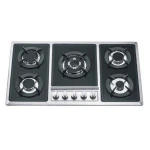 Fashion Black Tempered Glass with stainless steel Built-in Kitchen Natural Gas 5 Burner Gas Hob CookTop