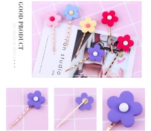 Fashion Bulk Soft Enamel Flower Style Kids Hairpins Accessories Set