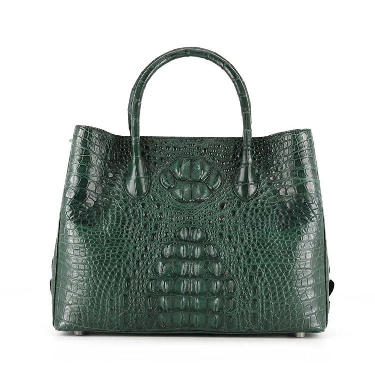 Fashion custom tote bag genuine leather bag crocodile Leather embossed handbags  ladies