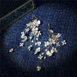 Fashion Design Hanging Earrings Wedding Hair Accessories Copper Flower Earrings