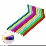 Fashion Silicone Drinking Straws  Custom Logo Unbreakable Reusable Collapsible Cleaning Brush Drinking Silicone Straws