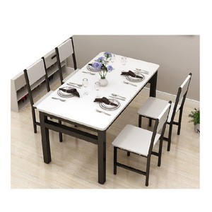 Fast Assembly Wood Dining Table With 4 Chairs Restaurant Dining Room Furniture