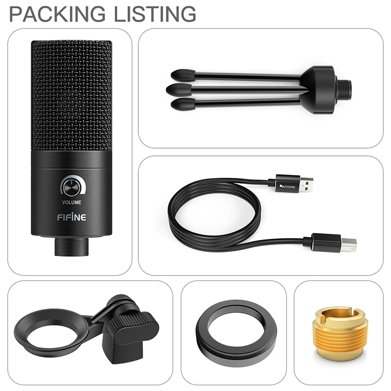 Fifine Gaming Mic Cardiod Streaming Condenser Microphone USB Recording Studio Microfono K680