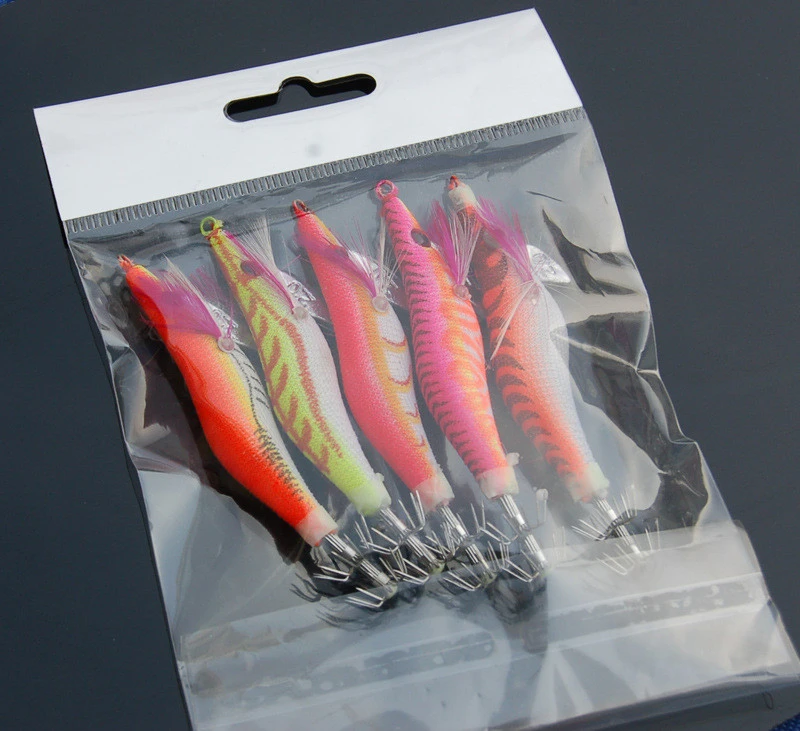 Fishing Handmade colorful Squid Jigs Saltwater Glow Fabric Shrimp Lures with hook