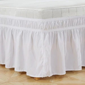Fitted Wrap Around Style Easy Fit Elastic Bed Ruffles Bed Skirt