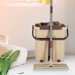 Flat Mop and Bucket Magic Hand Free Lazy Squeeze Mop Flat Mop
