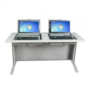 Flip computer desk hidden embedded steel office steel multi-function teaching with computer multimedia table
